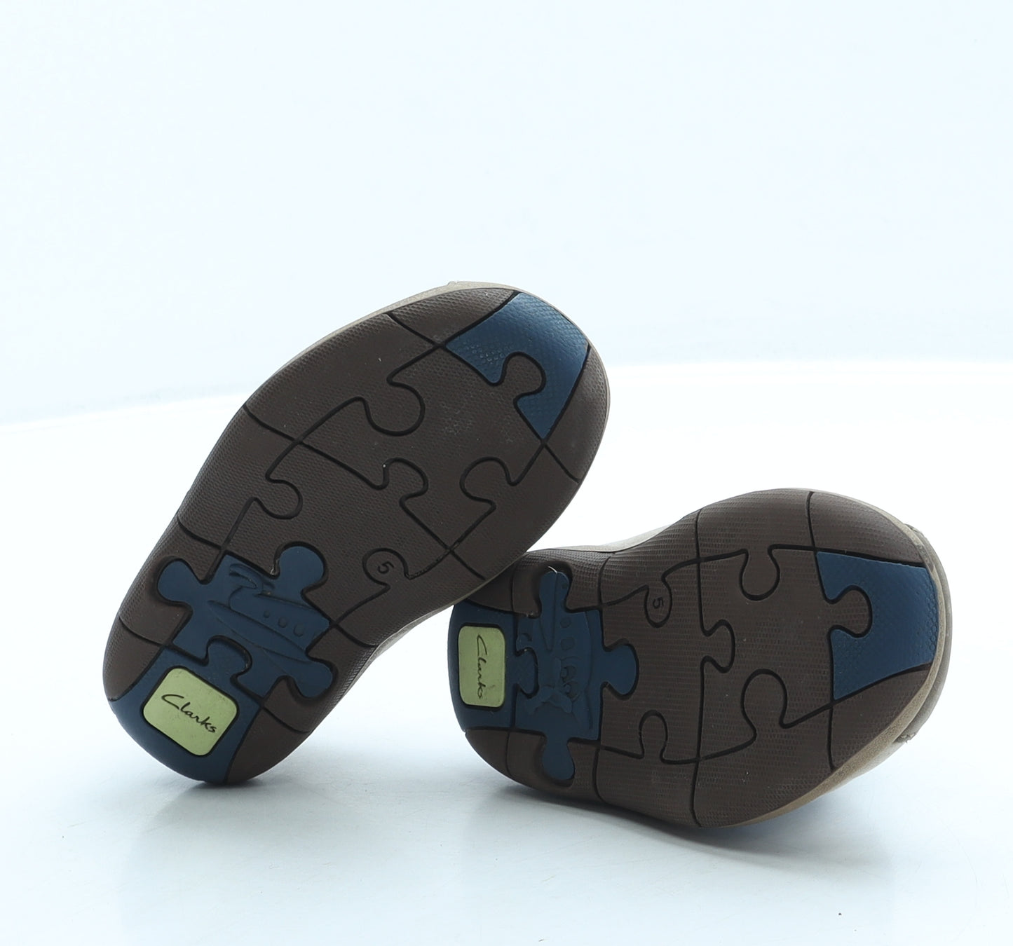 Clarks Boys Brown Polyester Trainer UK 5 - Puzzle Piece