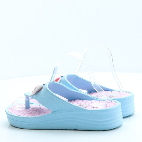 Toobaco Womens Blue Rubber Thong Sandal UK 7 40 - Butterflies