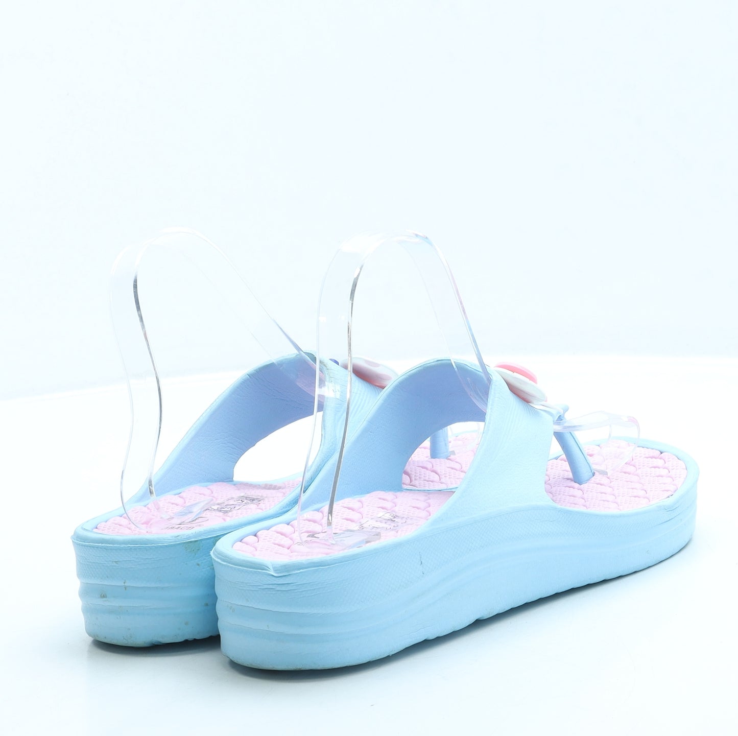 Toobaco Womens Blue Rubber Thong Sandal UK 7 40 - Butterflies