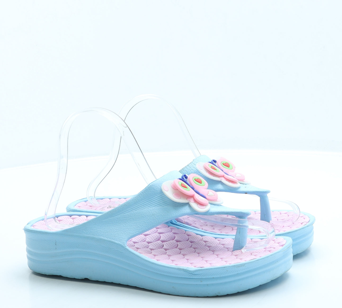 Toobaco Womens Blue Rubber Thong Sandal UK 7 40 - Butterflies