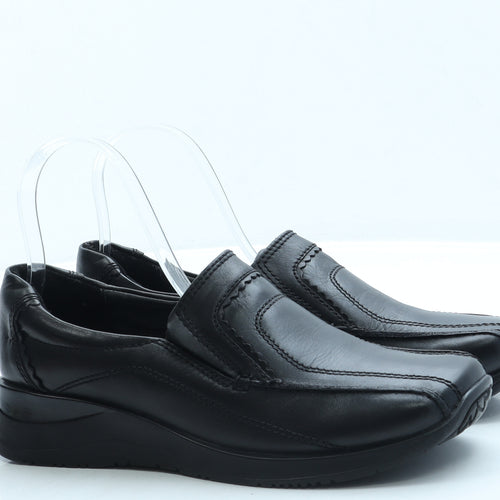 Hush Puppies Womens Black Leather Loafer Flat UK 6
