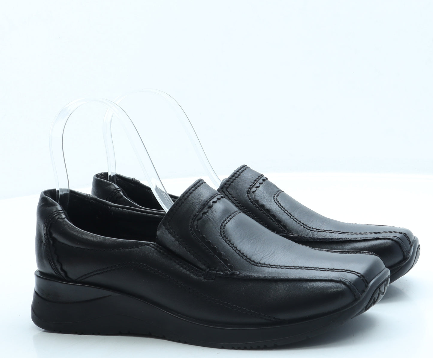 Hush Puppies Womens Black Leather Loafer Flat UK 6