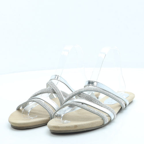 NEXT Womens Silver Leather Strappy Sandal UK 6 39