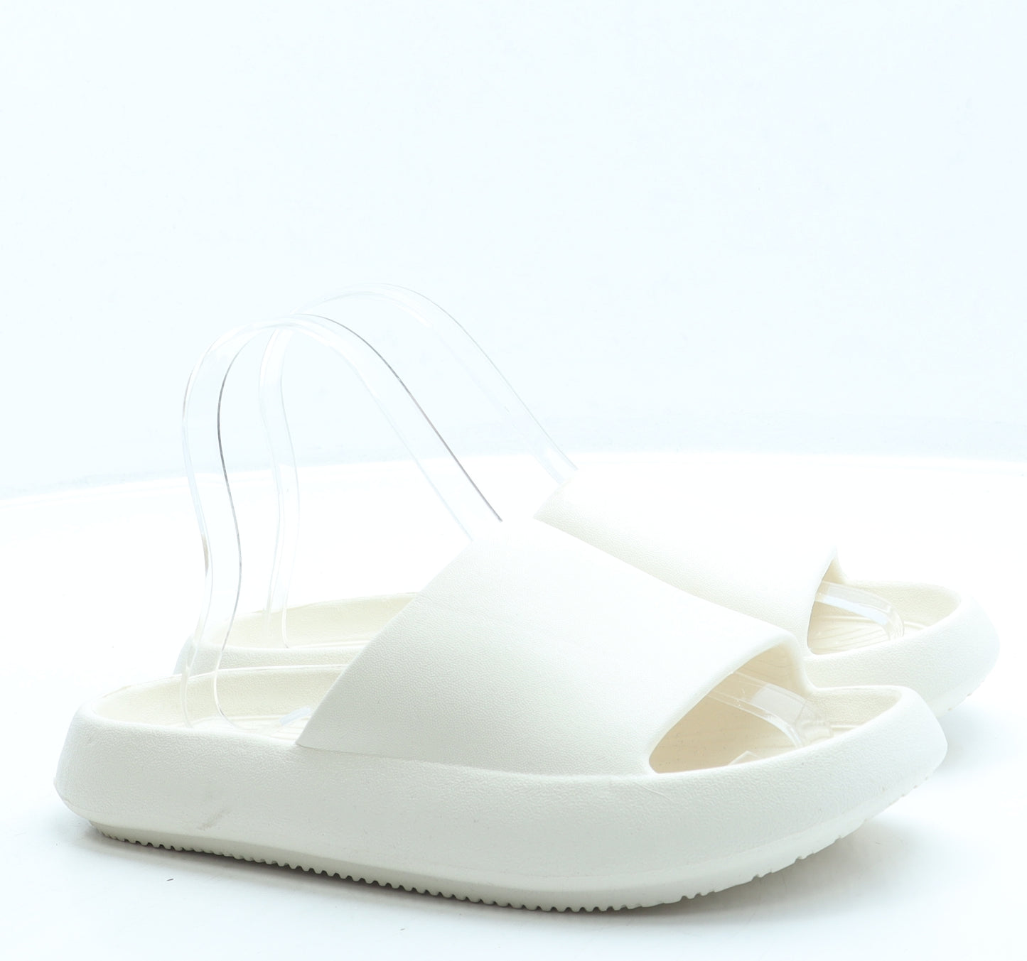 Preworn Womens Ivory Rubber Slider Sandal UK 3 36 - Size 3-4
