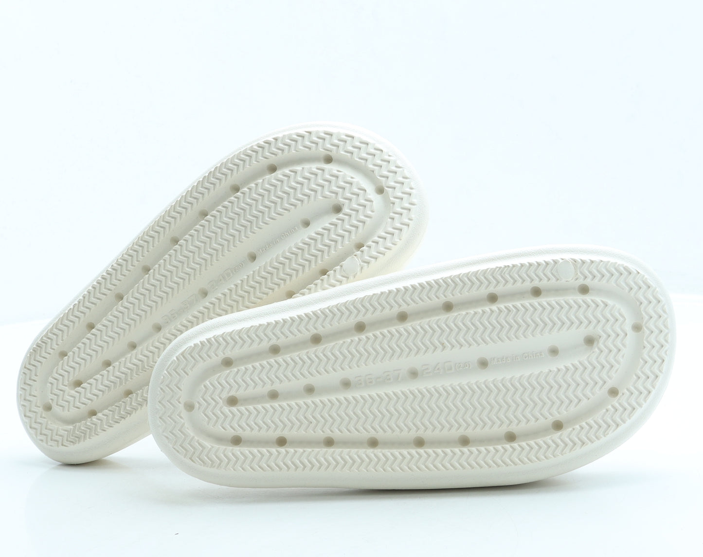 Preworn Womens Ivory Rubber Slider Sandal UK 3 36 - Size 3-4