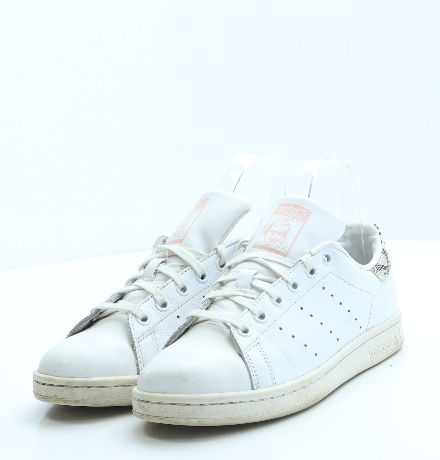 adidas Womens White Animal Print Leather Trainer UK 4 - Stan Smith