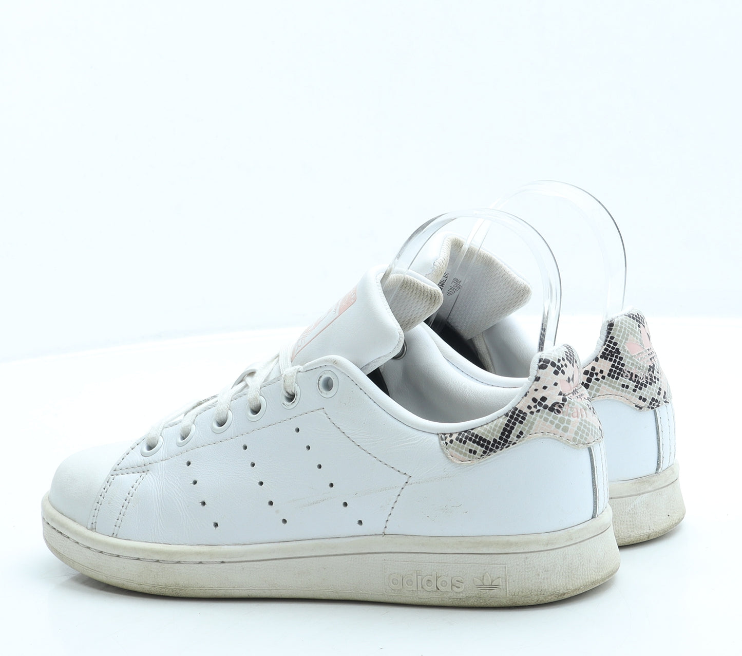 adidas Womens White Animal Print Leather Trainer UK 4 - Stan Smith