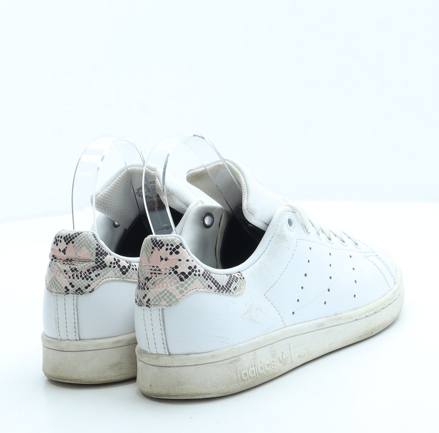adidas Womens White Animal Print Leather Trainer UK 4 - Stan Smith