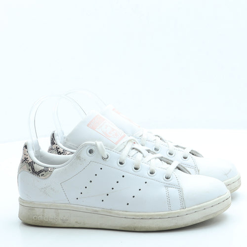 adidas Womens White Animal Print Leather Trainer UK 4 - Stan Smith