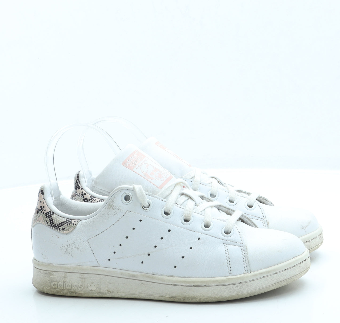 adidas Womens White Animal Print Leather Trainer UK 4 - Stan Smith