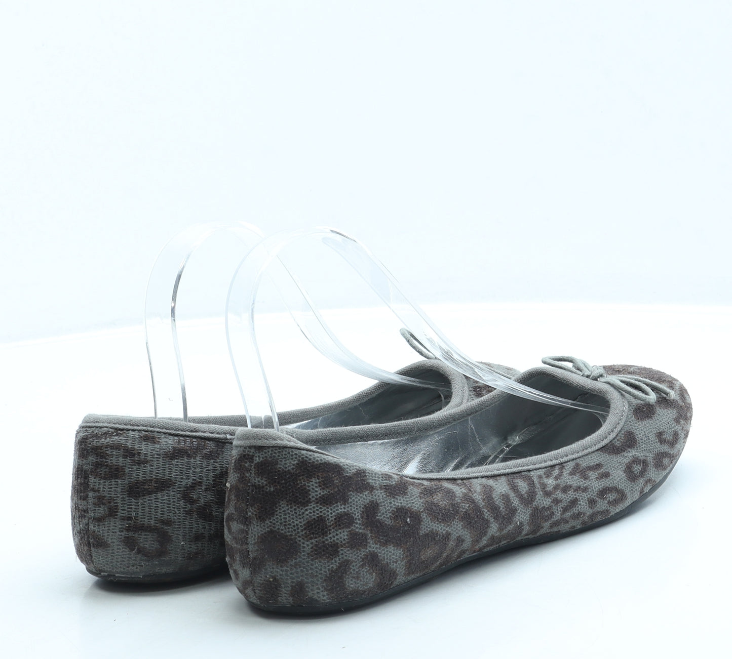 George Womens Grey Animal Print Polyester Ballet Flat UK 6