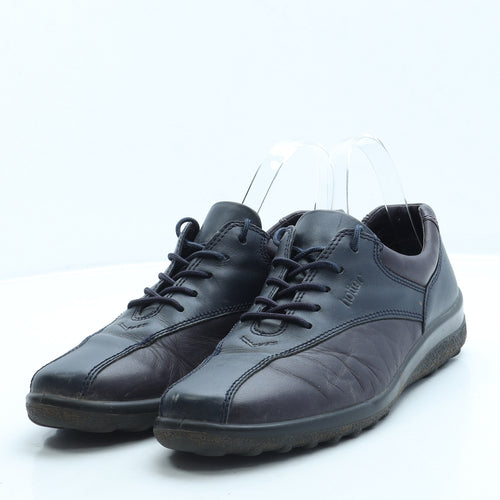 Hotter Mens Blue Colourblock Leather Trainer UK 8 42