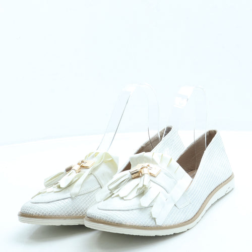 Kelsi Womens White Leather Loafer Flat UK 8 41