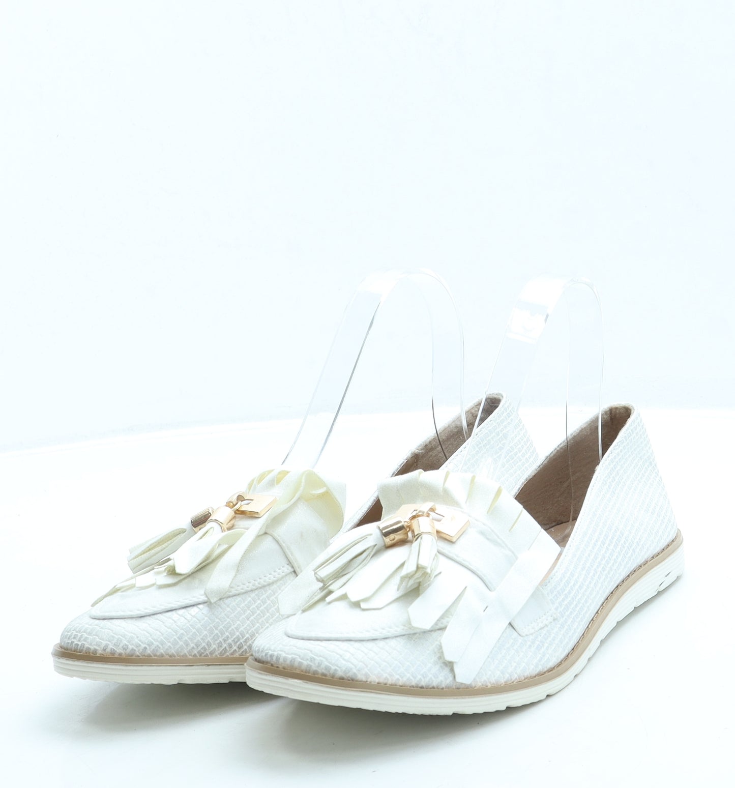 Kelsi Womens White Leather Loafer Flat UK 8 41