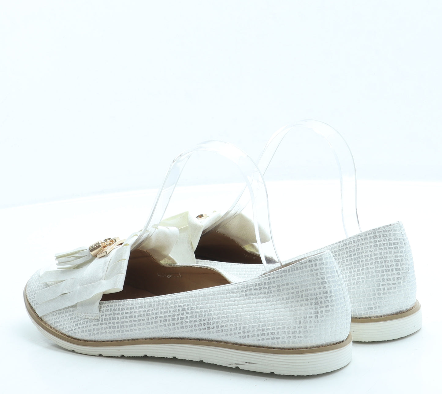 Kelsi Womens White Leather Loafer Flat UK 8 41