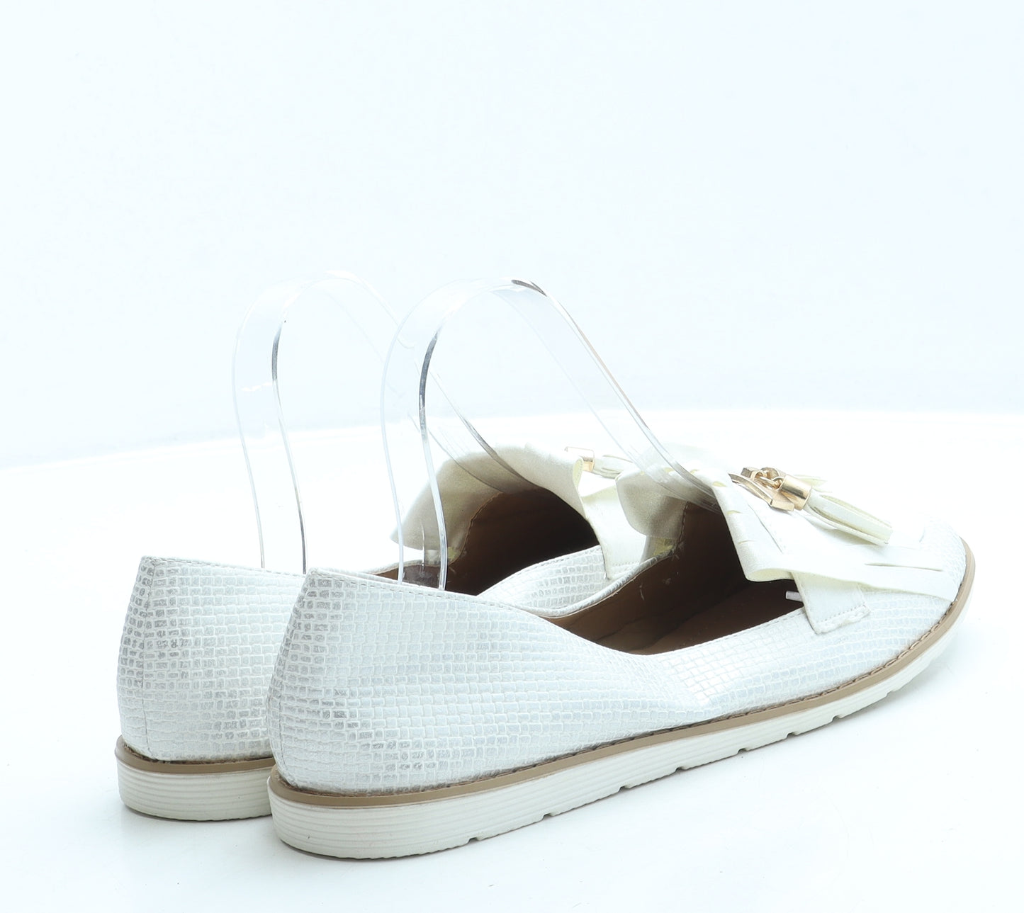 Kelsi Womens White Leather Loafer Flat UK 8 41