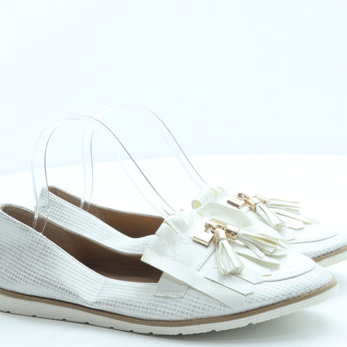 Kelsi Womens White Leather Loafer Flat UK 8 41