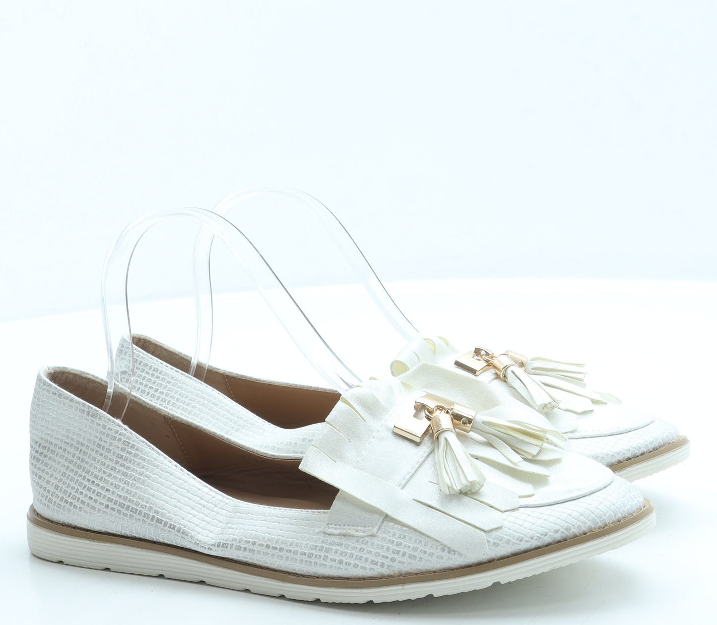 Kelsi Womens White Leather Loafer Flat UK 8 41