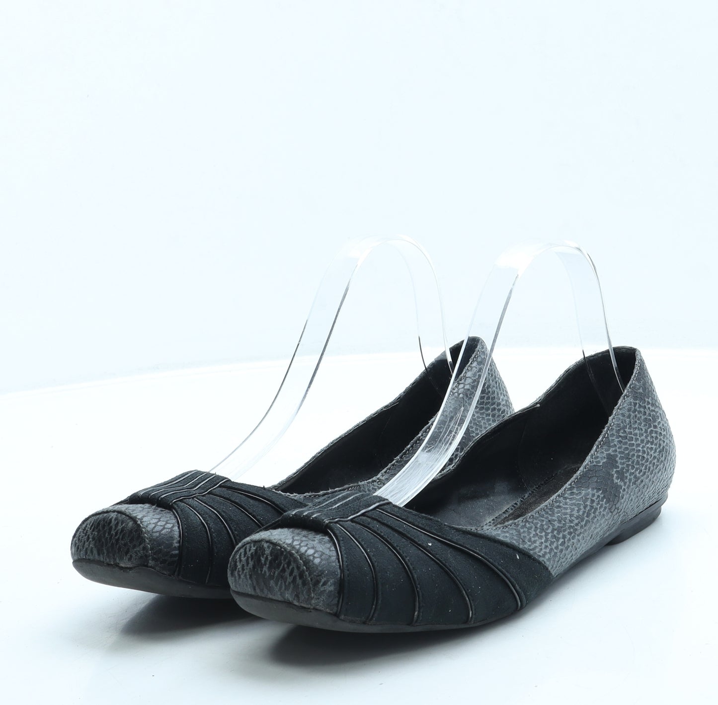Monsoon Womens Grey Animal Print Leather Flat UK 6