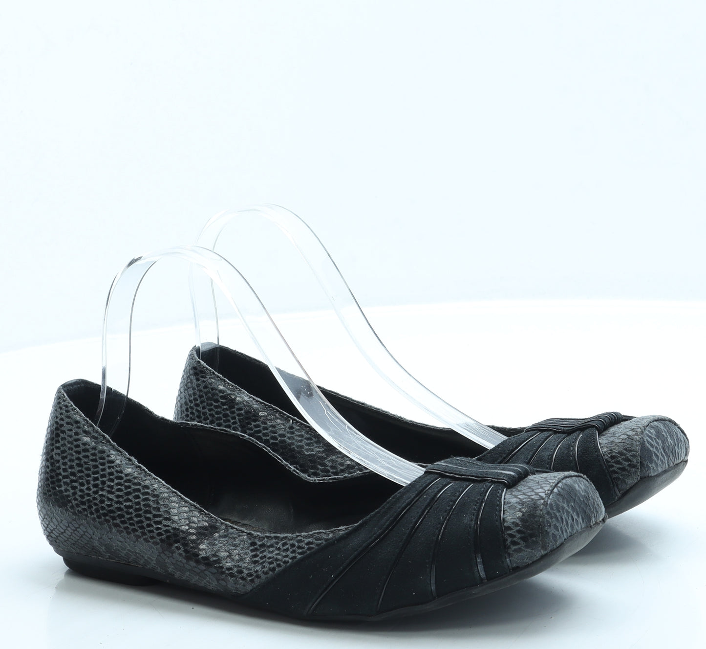 Monsoon Womens Grey Animal Print Leather Flat UK 6