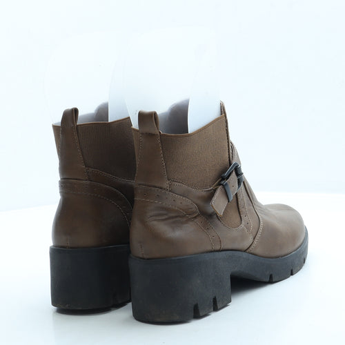 Ideal Shoes Womens Brown Leather Chelsea Boot UK 7 40