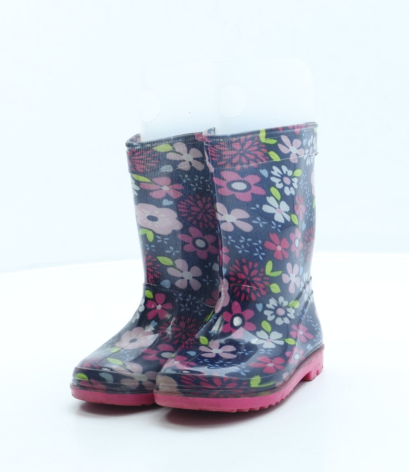 Preworn Girls Blue Floral Rubber Wellies Boot UK 5