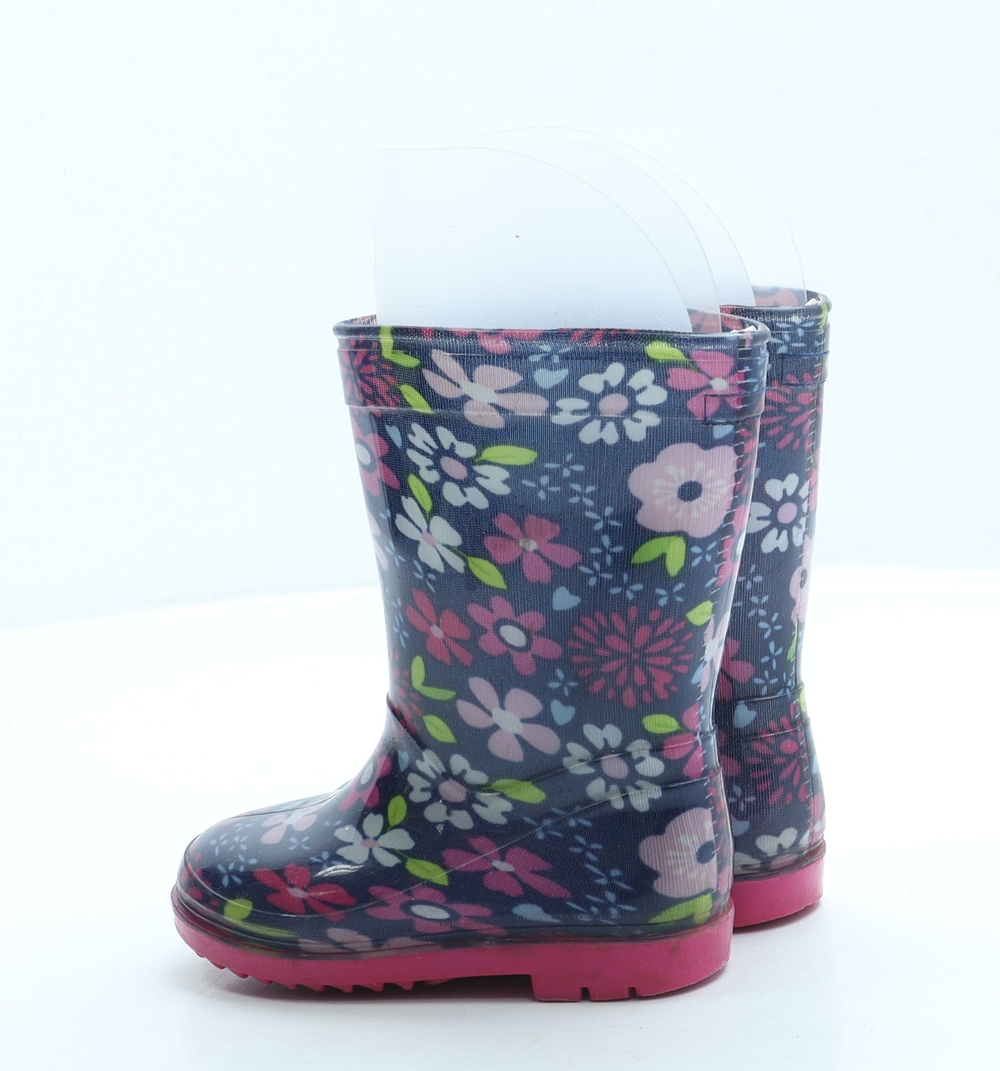 Preworn Girls Blue Floral Rubber Wellies Boot UK 5