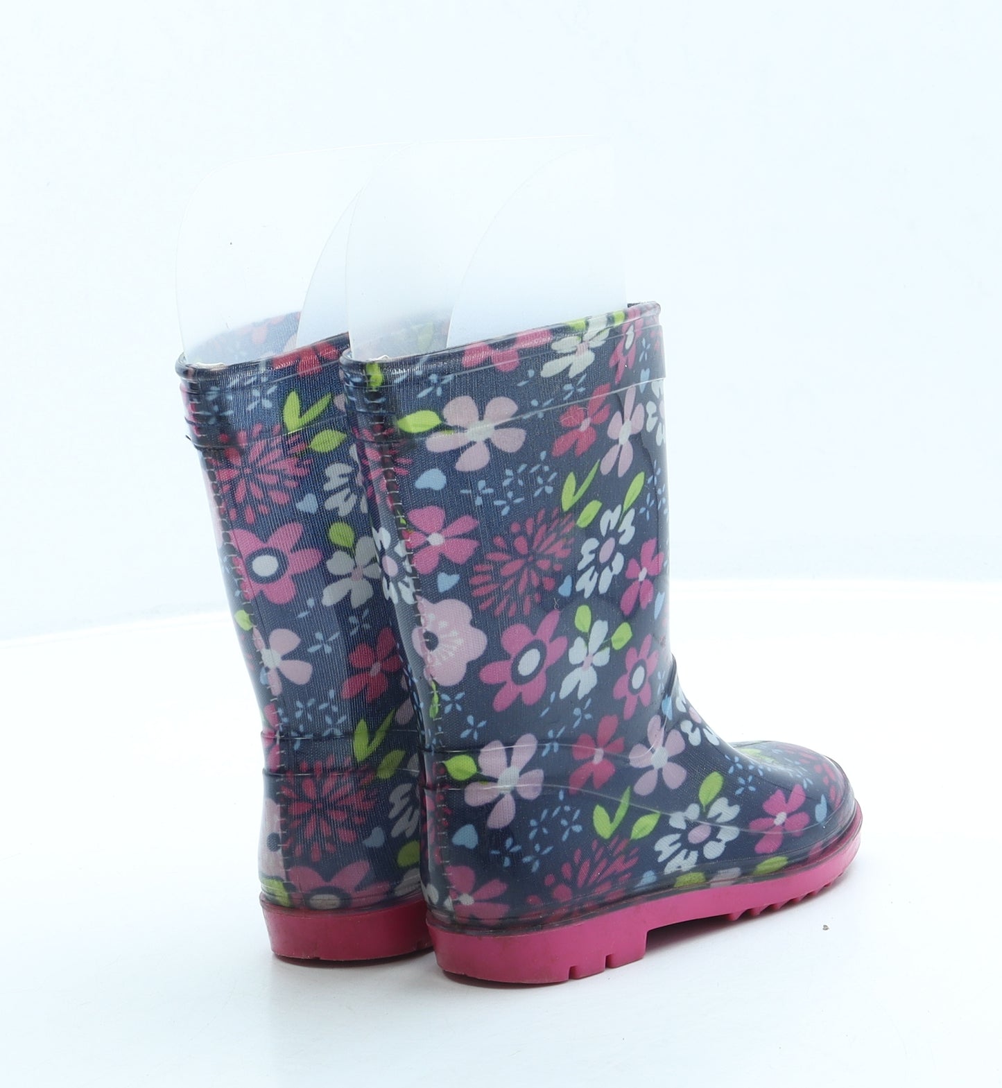Preworn Girls Blue Floral Rubber Wellies Boot UK 5