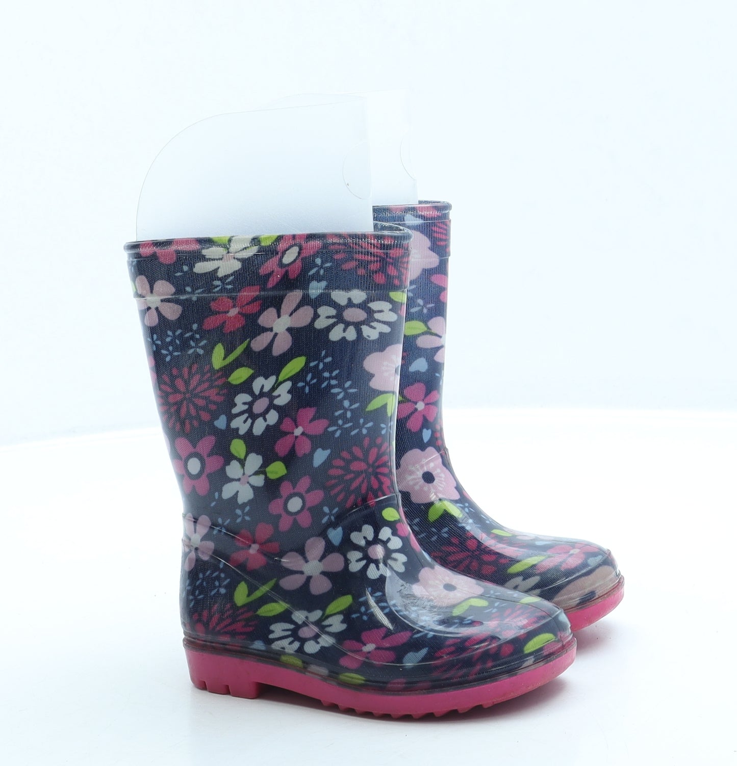 Preworn Girls Blue Floral Rubber Wellies Boot UK 5