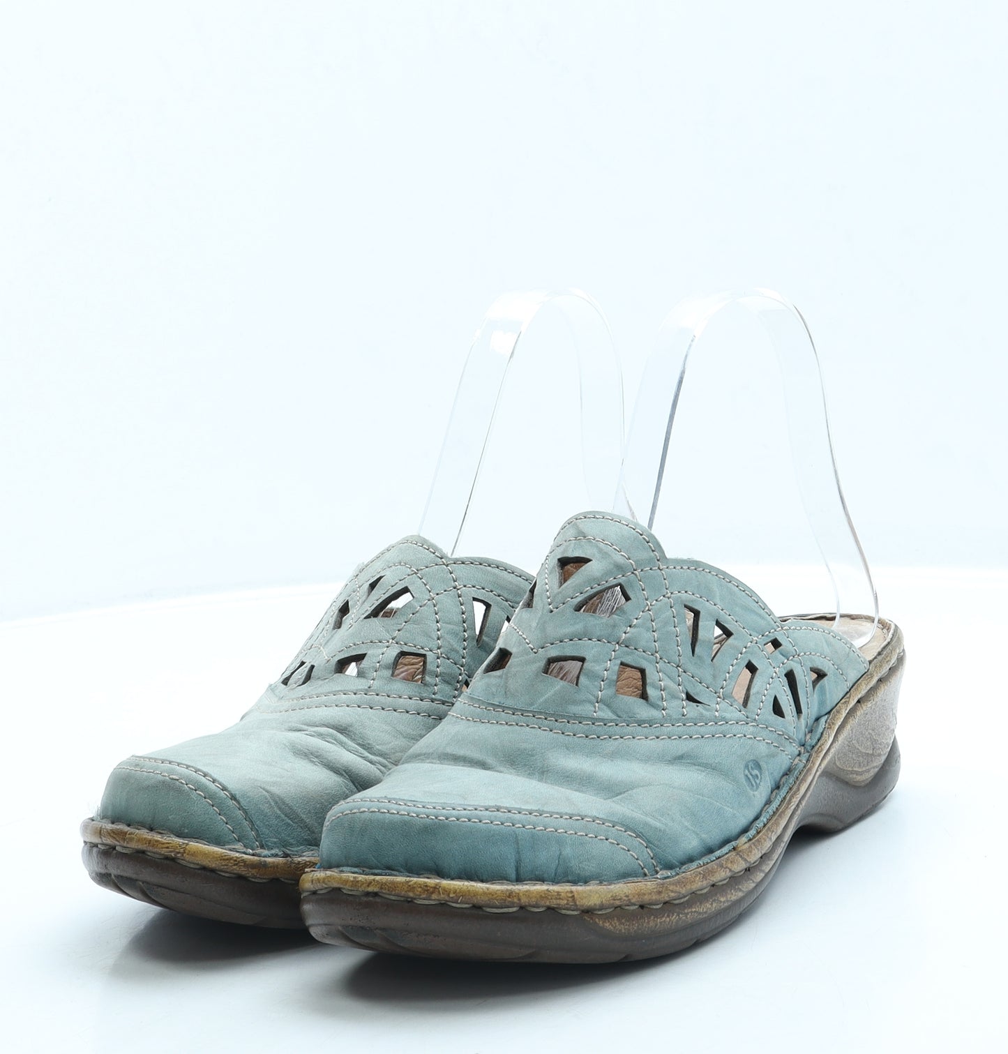 Josef Seibel Womens Blue Leather Slip On Flat UK 5 38