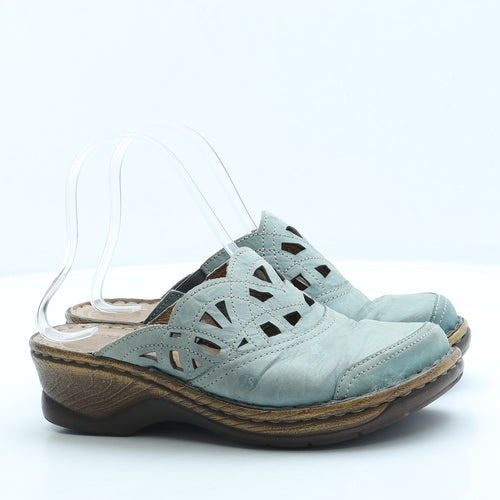 Josef Seibel Womens Blue Leather Slip On Flat UK 5 38