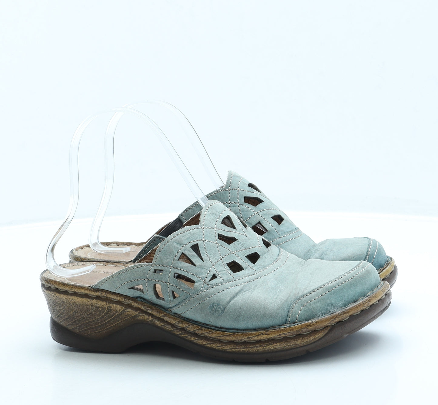 Josef Seibel Womens Blue Leather Slip On Flat UK 5 38