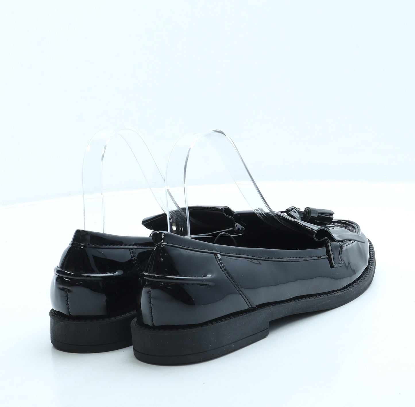 Primark Womens Black Patent Leather Loafer Flat UK 5 38