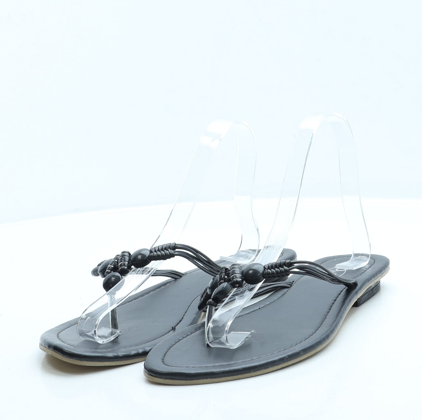 Pulse Womens Black Leather Thong Sandal UK 6 39