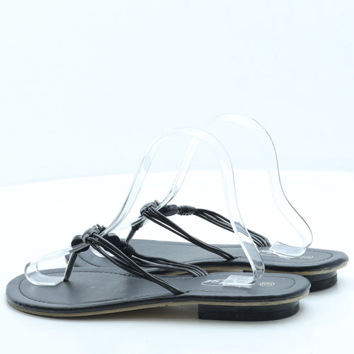 Pulse Womens Black Leather Thong Sandal UK 6 39