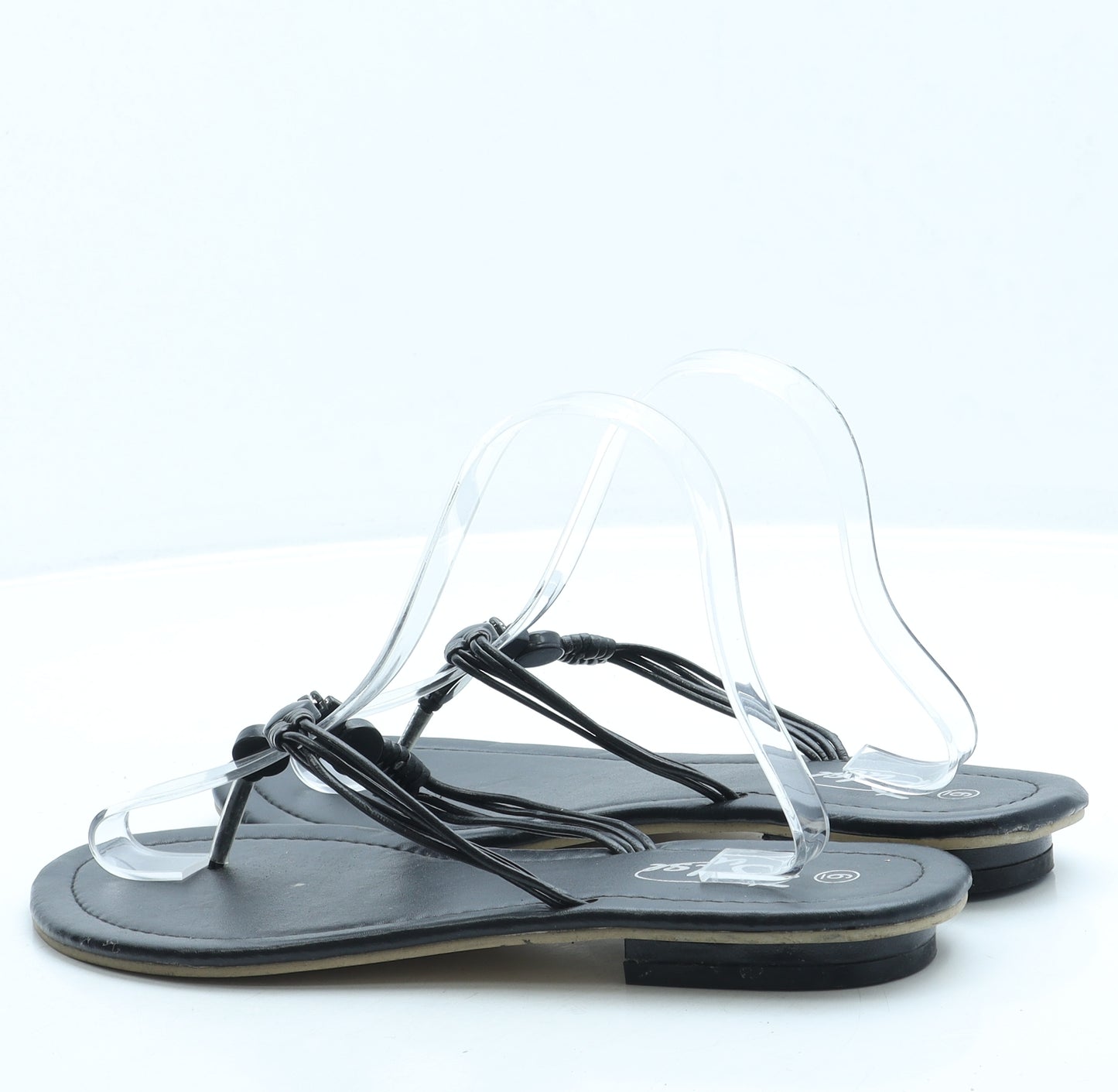 Pulse Womens Black Leather Thong Sandal UK 6 39