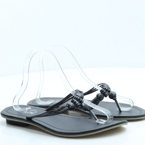 Pulse Womens Black Leather Thong Sandal UK 6 39