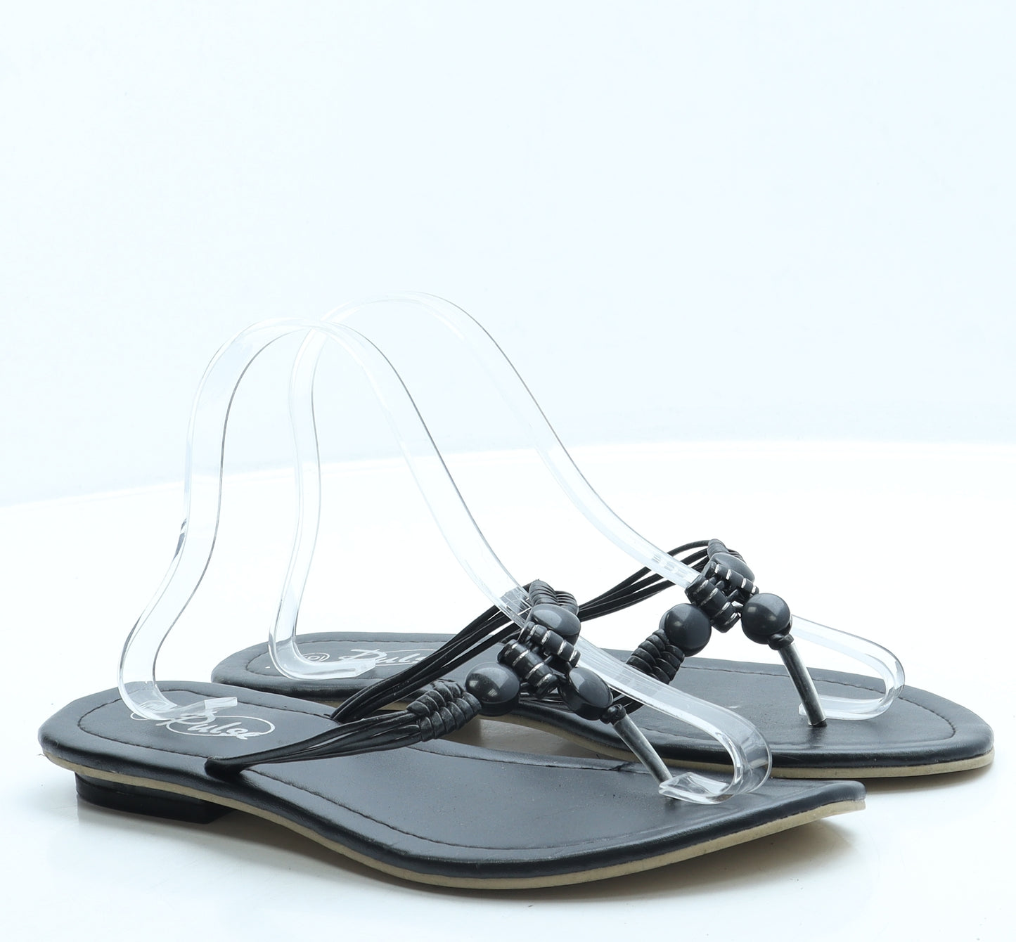 Pulse Womens Black Leather Thong Sandal UK 6 39