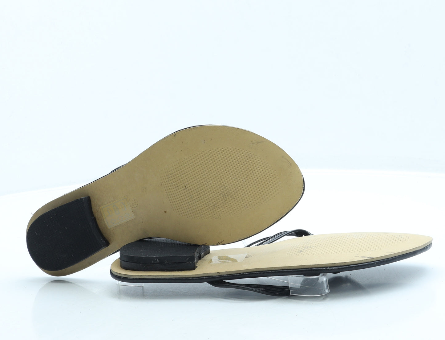 Pulse Womens Black Leather Thong Sandal UK 6 39