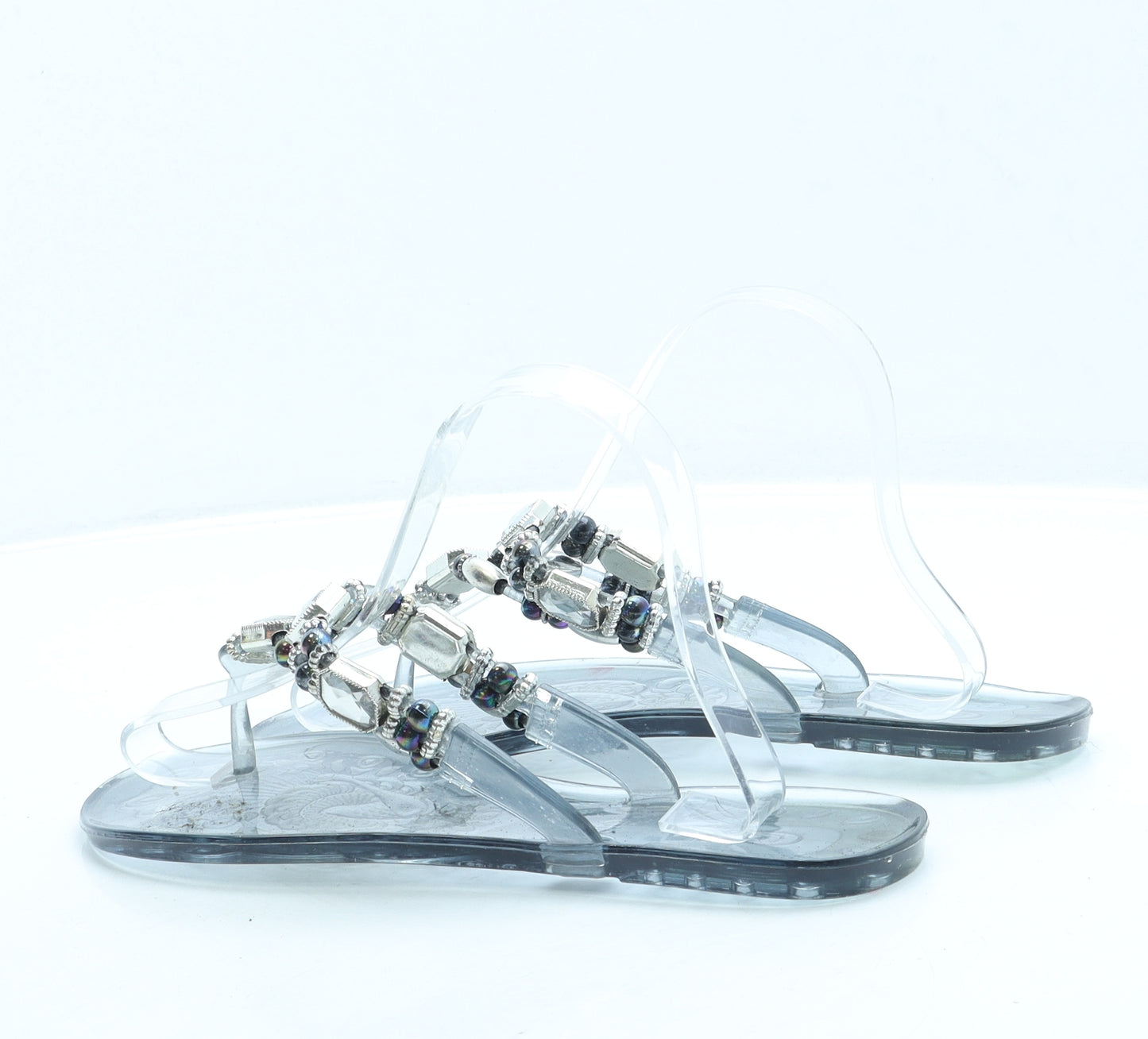 Preworn Womens Clear Rubber Thong Sandal UK 6 39