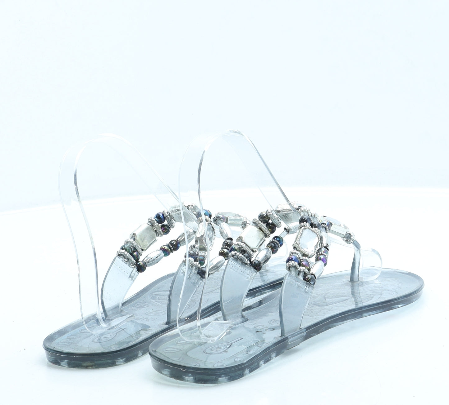 Preworn Womens Clear Rubber Thong Sandal UK 6 39