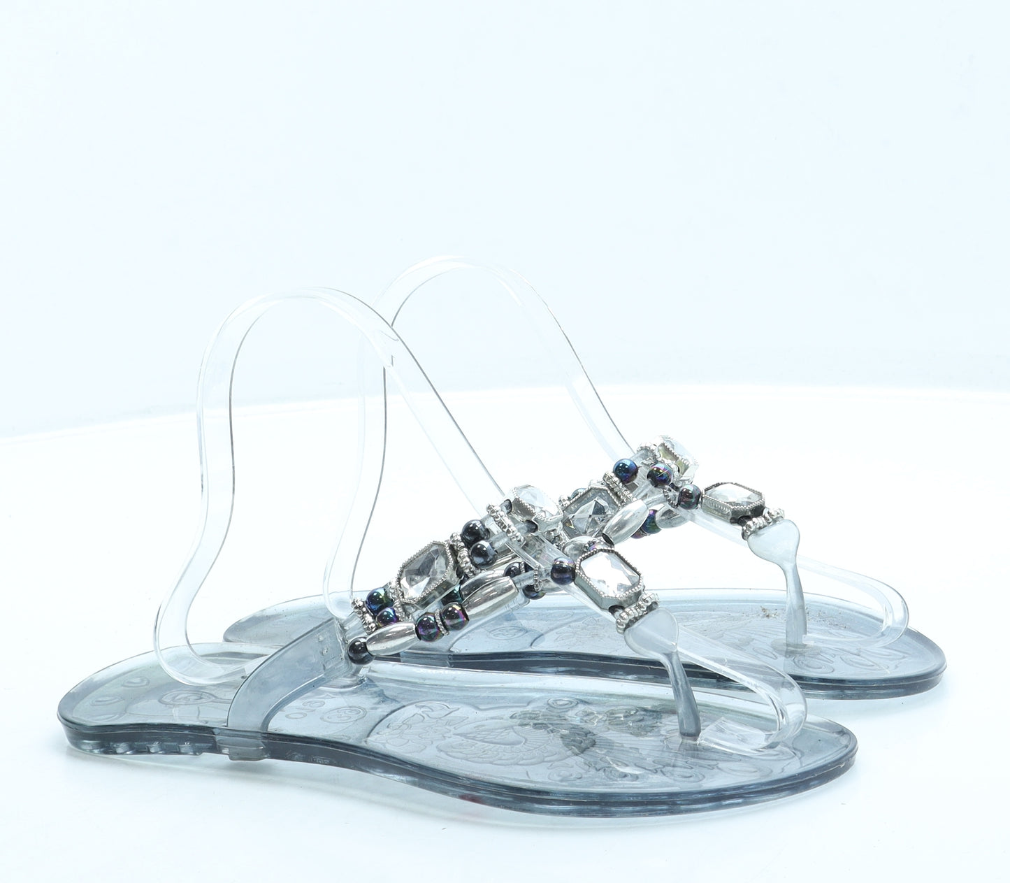 Preworn Womens Clear Rubber Thong Sandal UK 6 39
