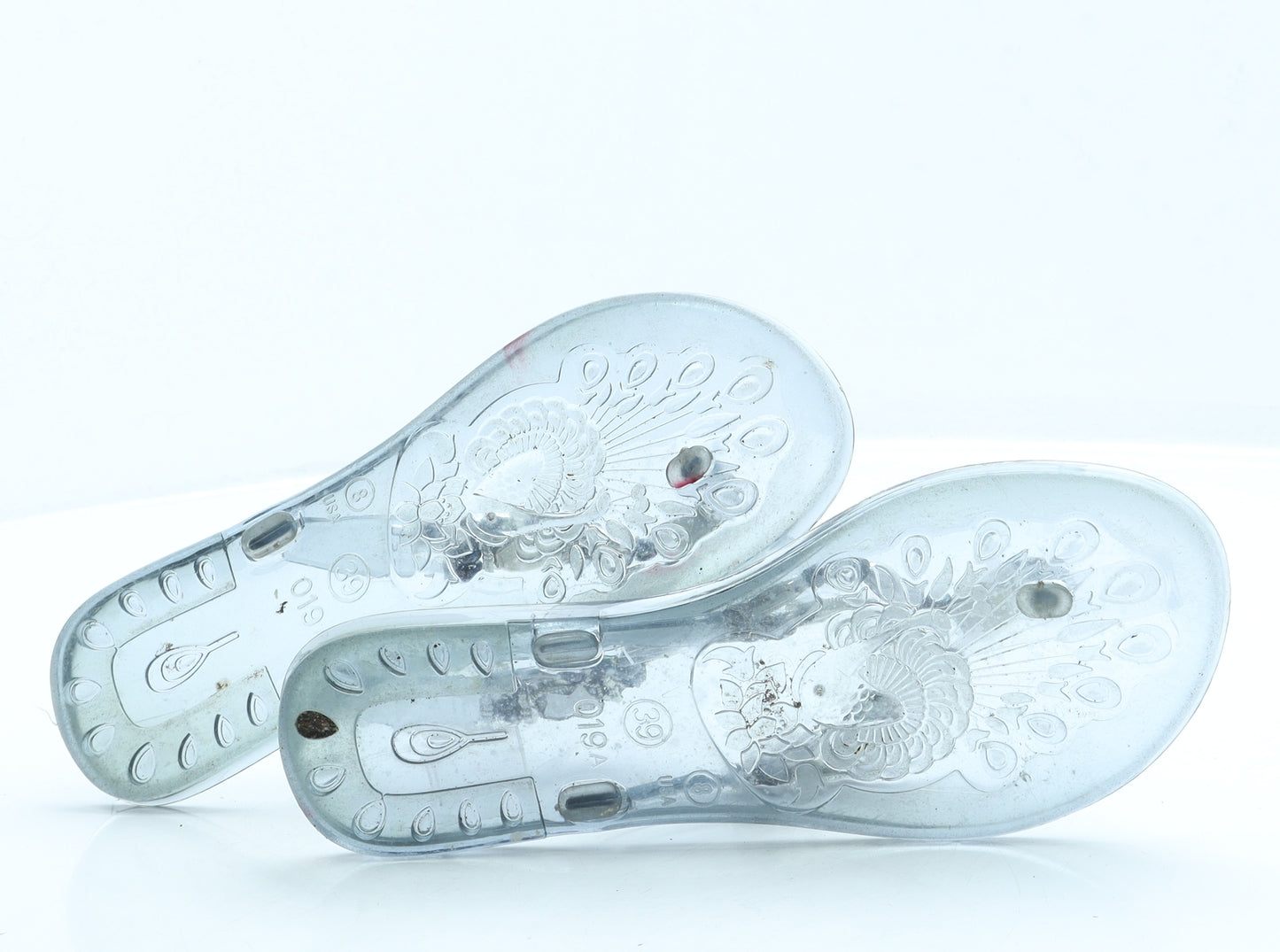 Preworn Womens Clear Rubber Thong Sandal UK 6 39