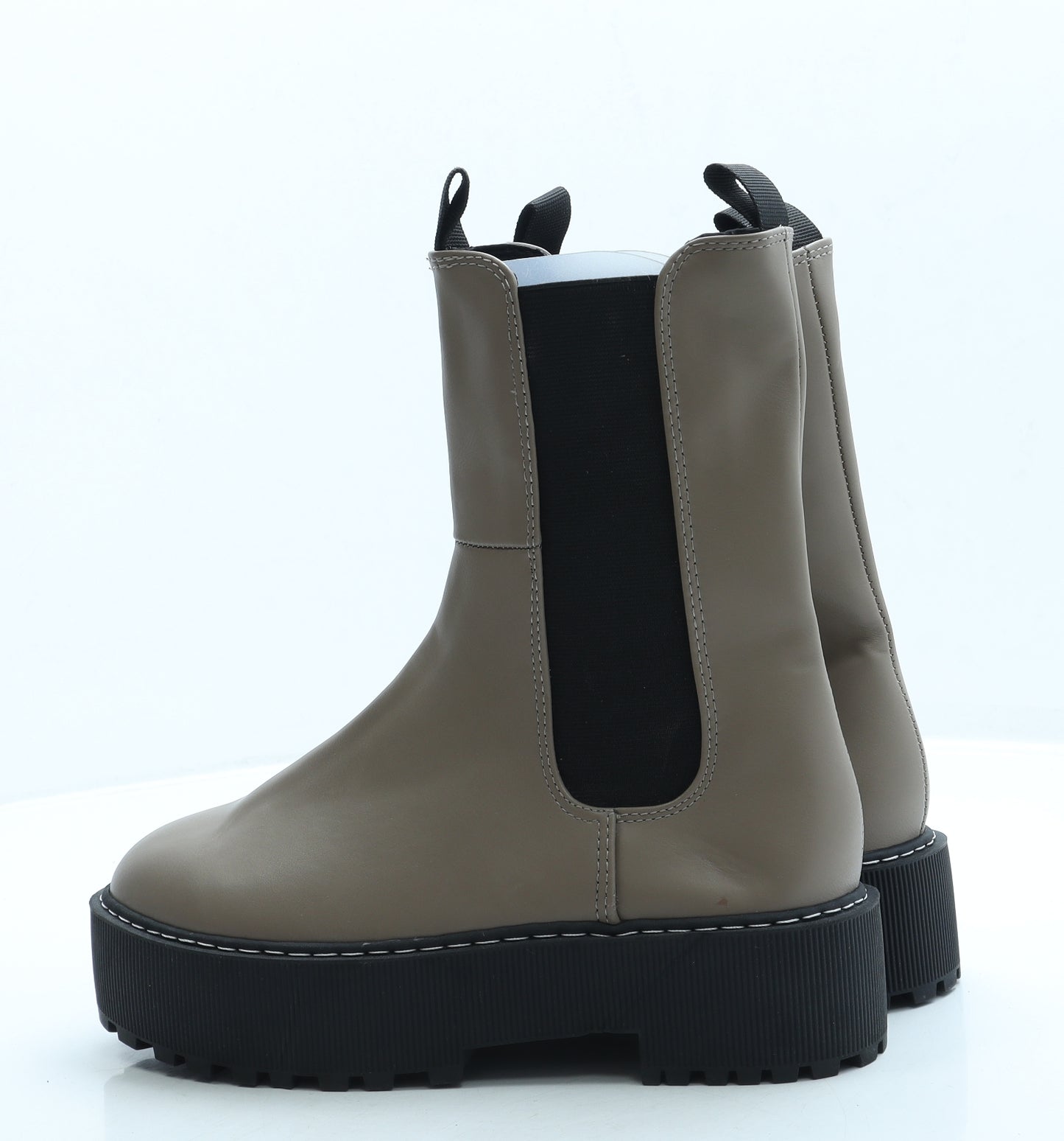 H&M Womens Brown Leather Platform Boot UK 5 38