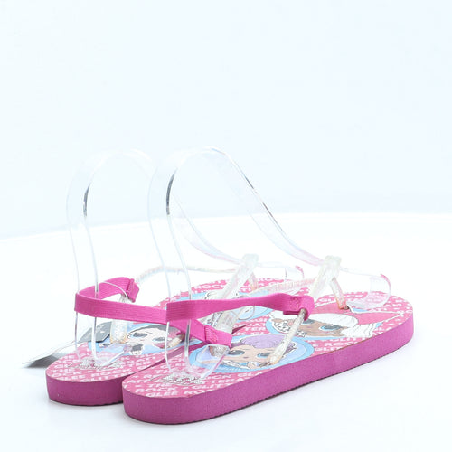 Primark Girls Pink Geometric Rubber Slingback Sandal UK 2 35 US 3 - LOL Dolls