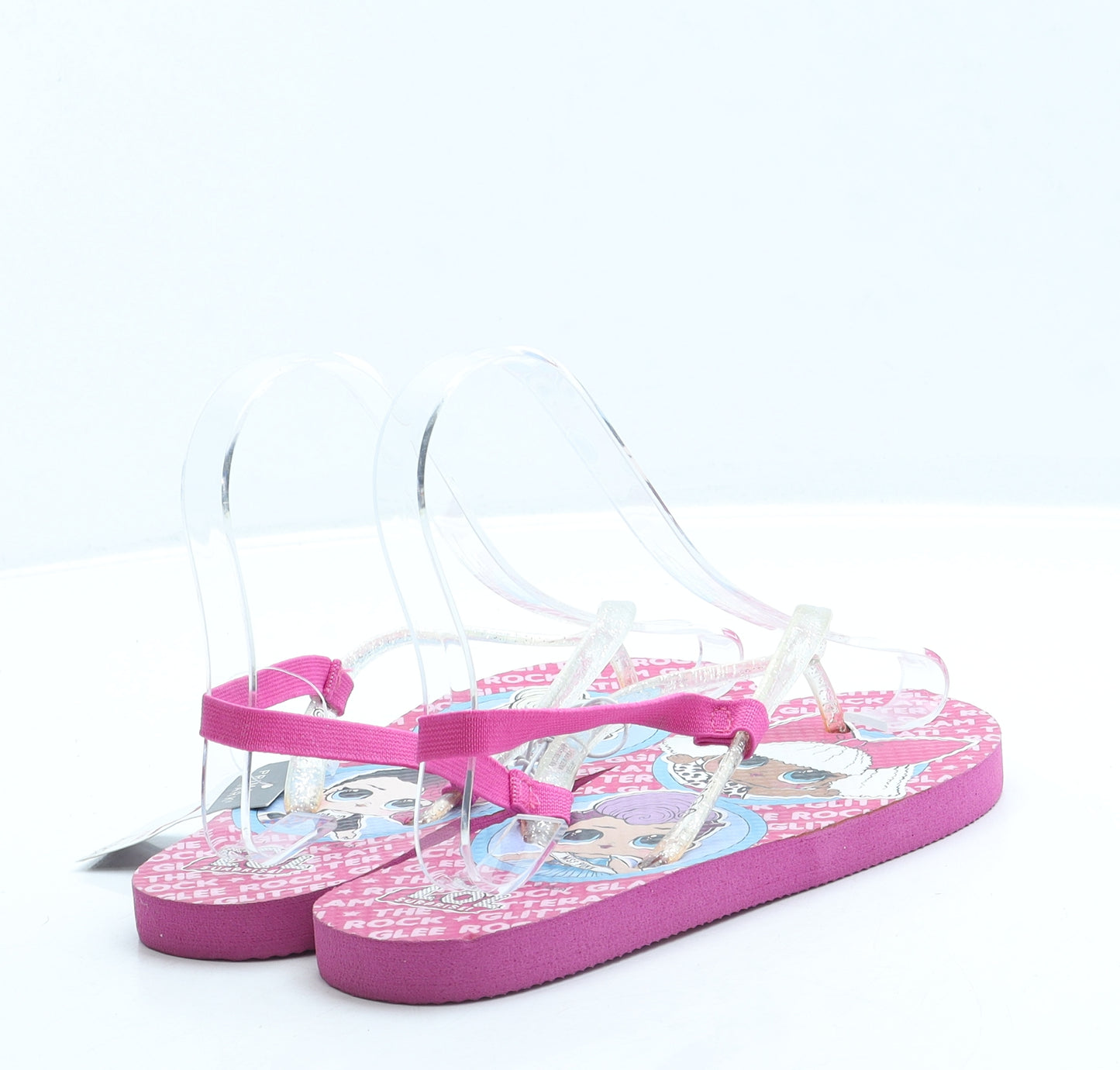 Primark Girls Pink Geometric Rubber Slingback Sandal UK 2 35 US 3 - LOL Dolls