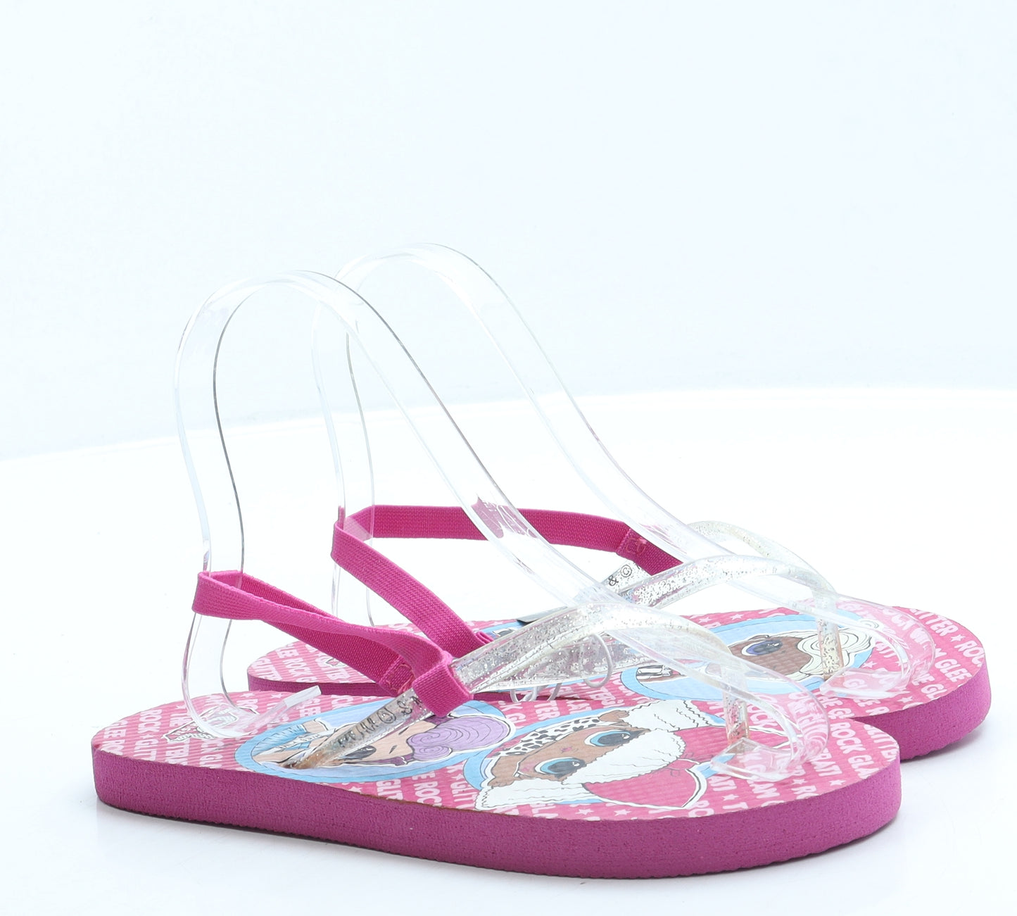Primark Girls Pink Geometric Rubber Slingback Sandal UK 2 35 US 3 - LOL Dolls