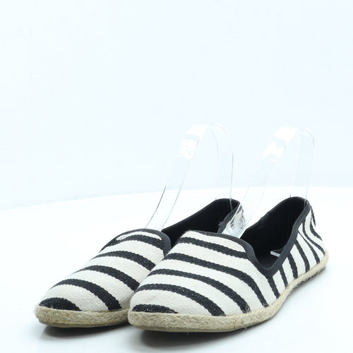 Primark Womens Black Striped Fabric Espadrille Flat UK 5 38 7