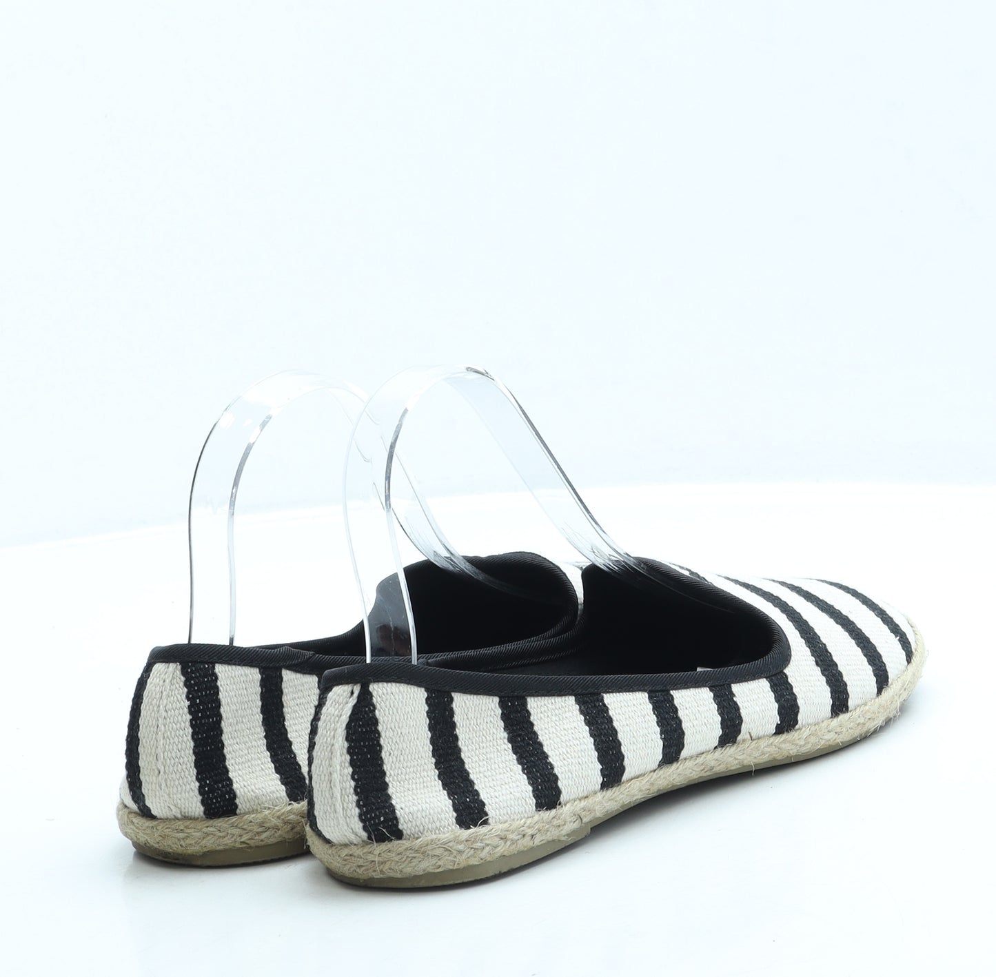 Primark Womens Black Striped Fabric Espadrille Flat UK 5 38 7