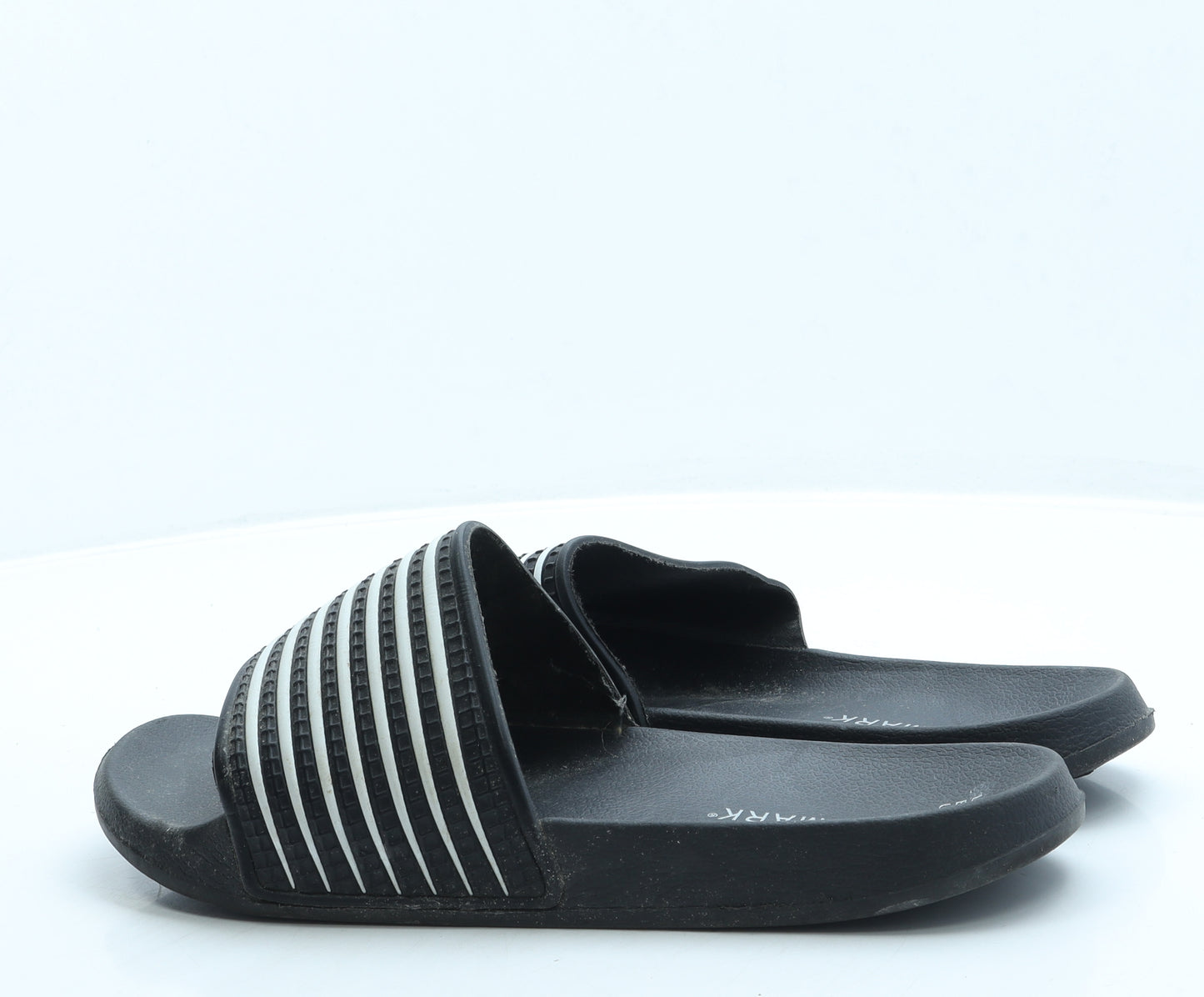 Primark Womens Black Striped Rubber Slider Sandal UK 10 44 US 11